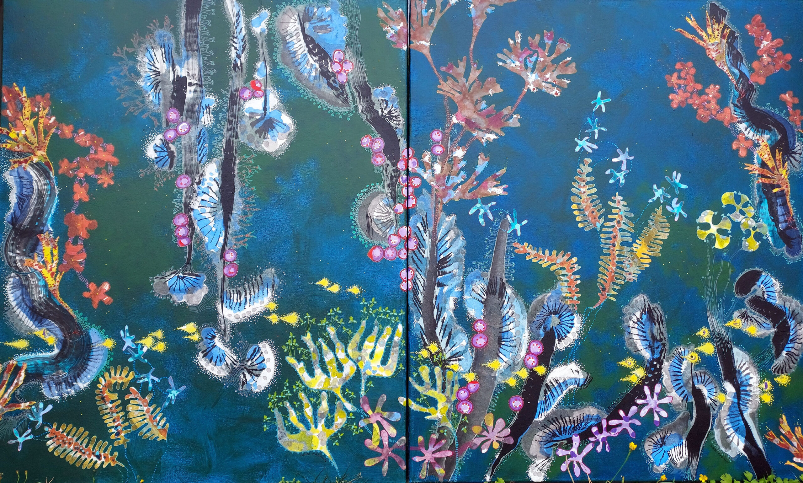 Diptyque sur toile 2x 120x100 acrylique